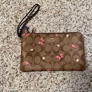 Coach double zipped wristlet pouch